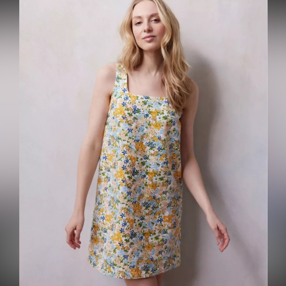 Lauren Conrad Square Neck Linen Blend Floral Shift Dress XL